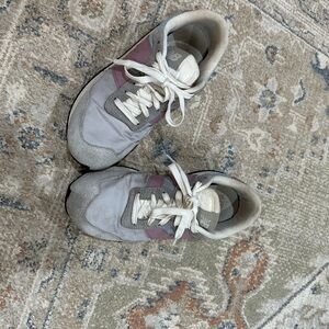 New Balance White and Purple Sneakers